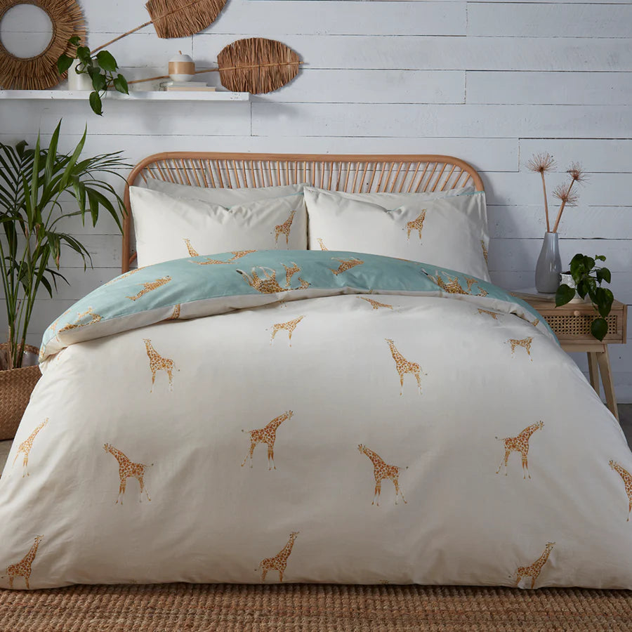 Milo Giraffe Duvet Cover Set by Fusion in Duck Egg