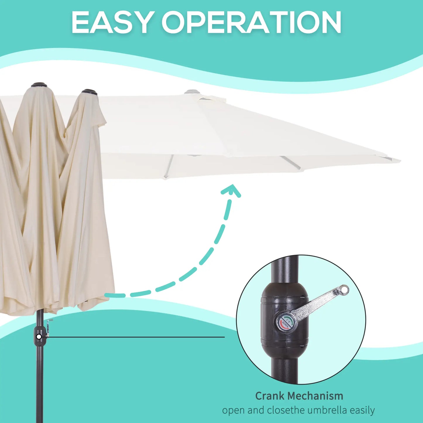 4.6m Double Garden Parasol - Beige