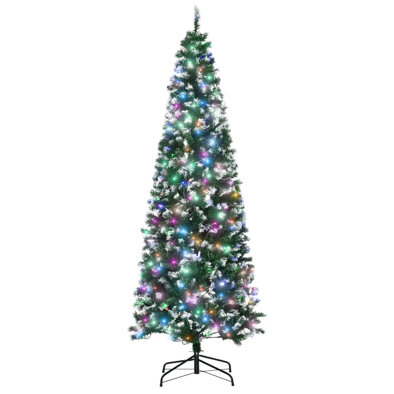 7FT Tall Prelit Pencil Slim Artificial Christmas - 350 Colourful LED Lights and 818 Tips