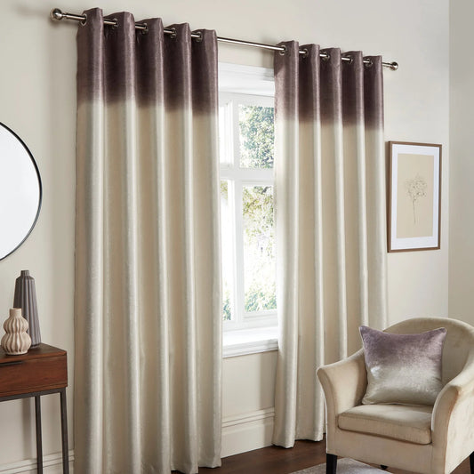 Ombre Strata Eyelet Curtains by Fusion in Chocolate