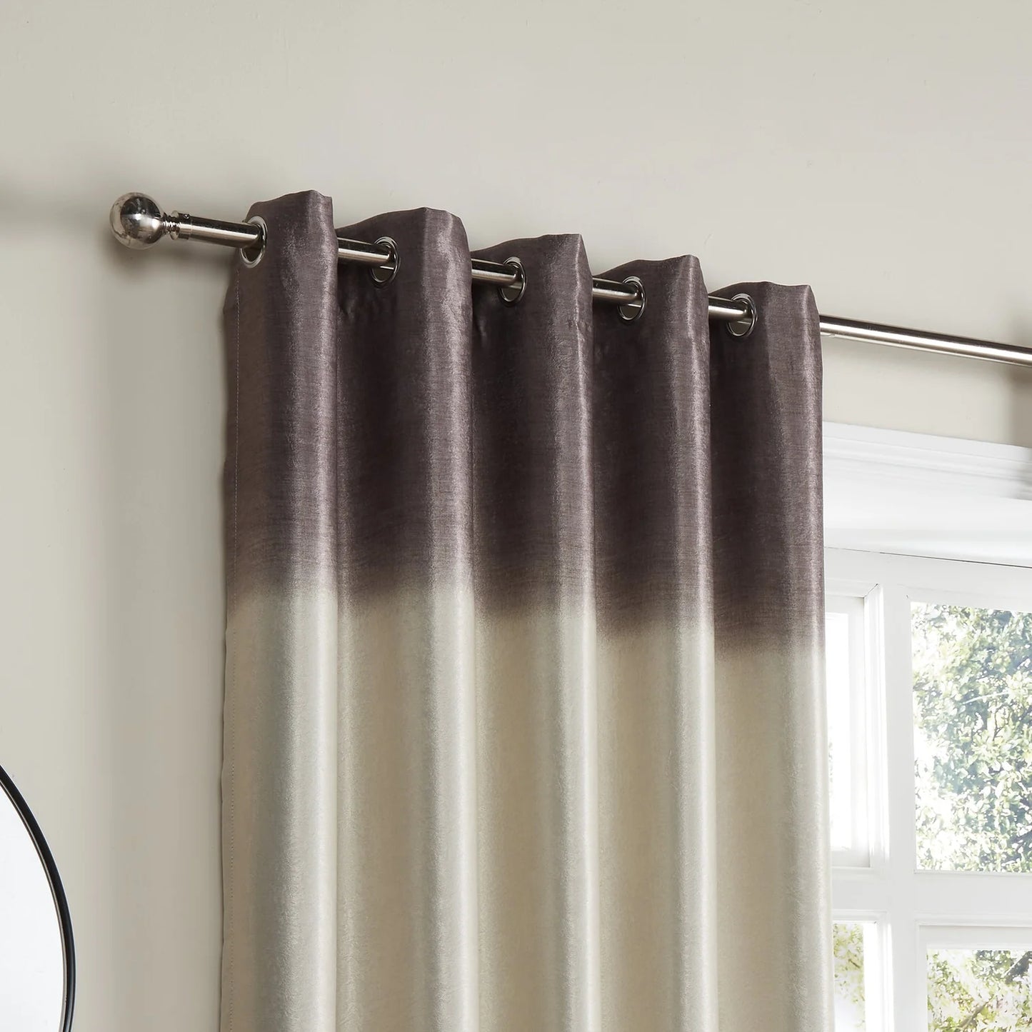 Ombre Strata Eyelet Curtains by Fusion in Chocolate