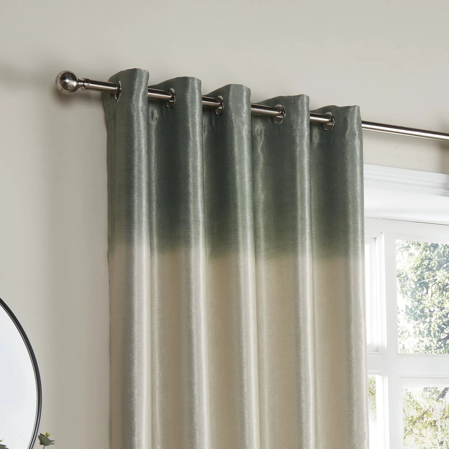 Ombre Strata Eyelet Curtains by Fusion in Green