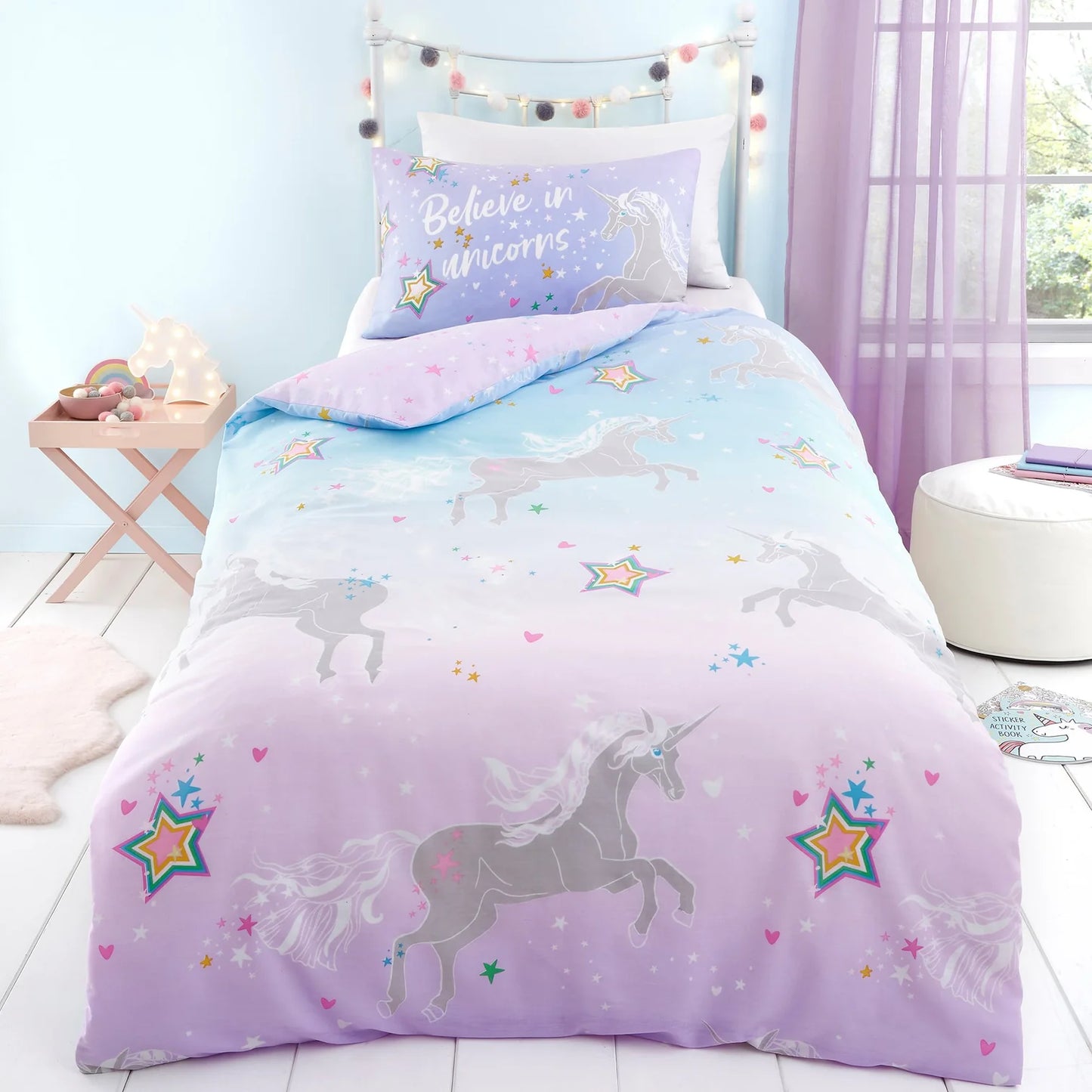 Ombre Unicorn Duvet Cover Set by Bedlam in Lilac