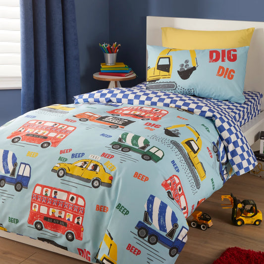 On The Move Duvet Cover Set by Bedlam in Blue