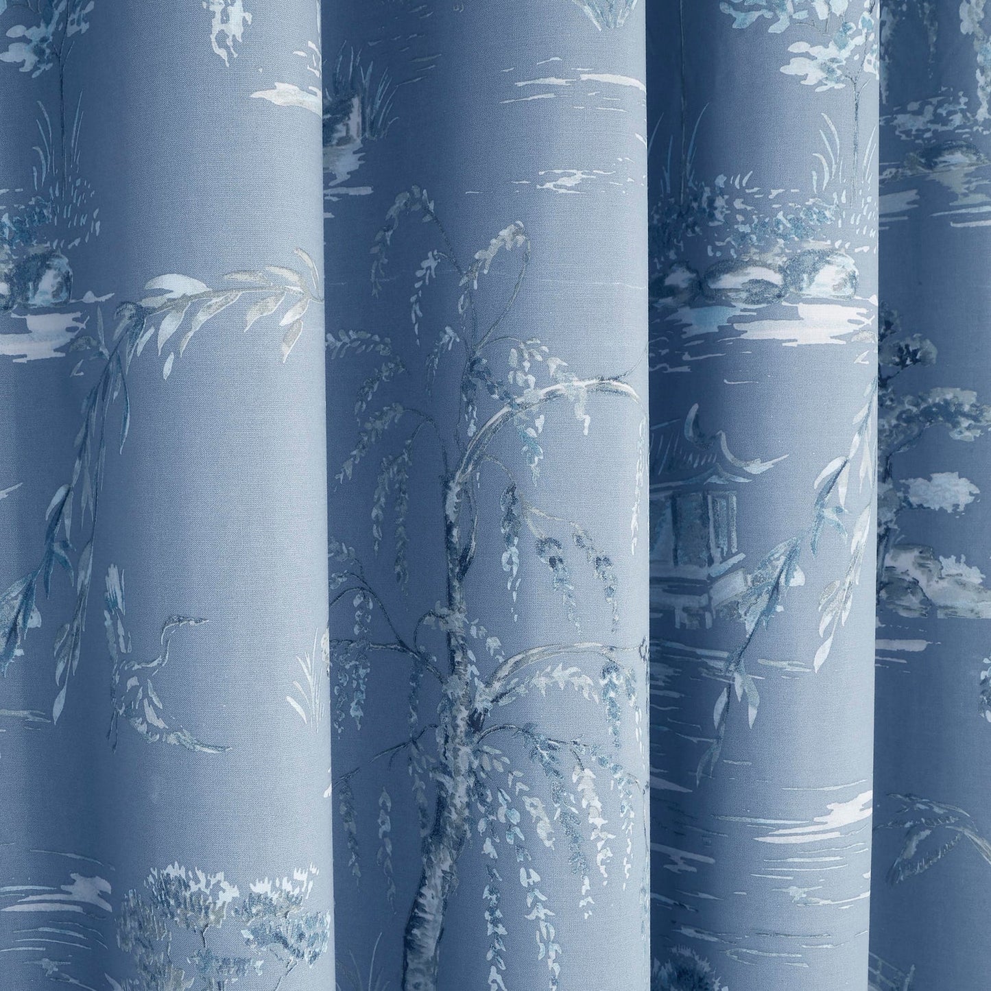 Oriental Garden Eyelet Curtains by D&D Design in Blue