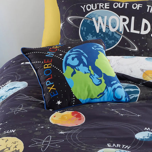 Outer Space Filled Cushion by Bedlam in Black