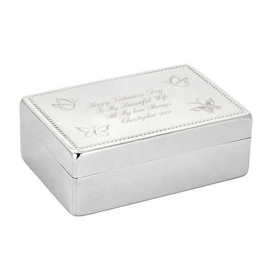 Personalised Butterfly Rectangular Jewellery Box