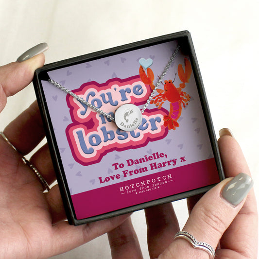 Personalised You're My Lobster Sentiment Silver Tone Necklace and Box