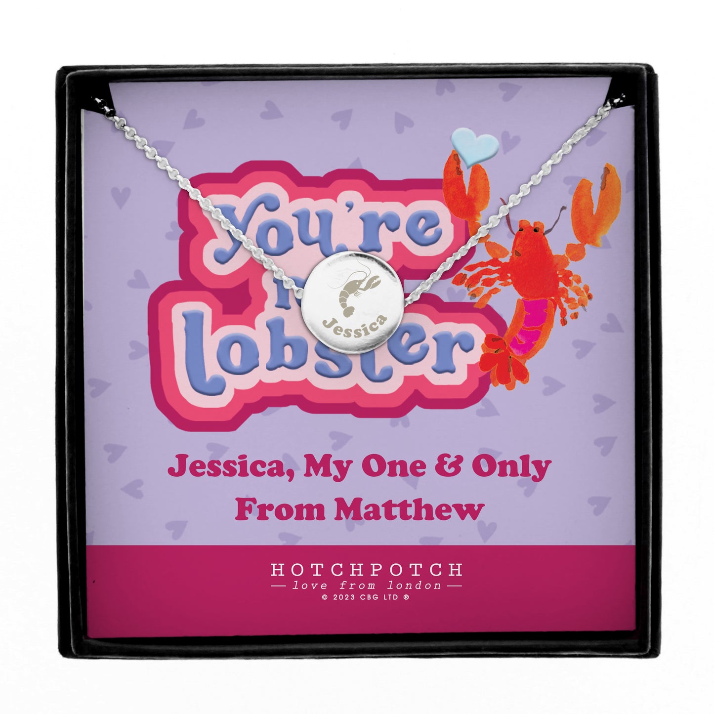 Personalised You're My Lobster Sentiment Silver Tone Necklace and Box