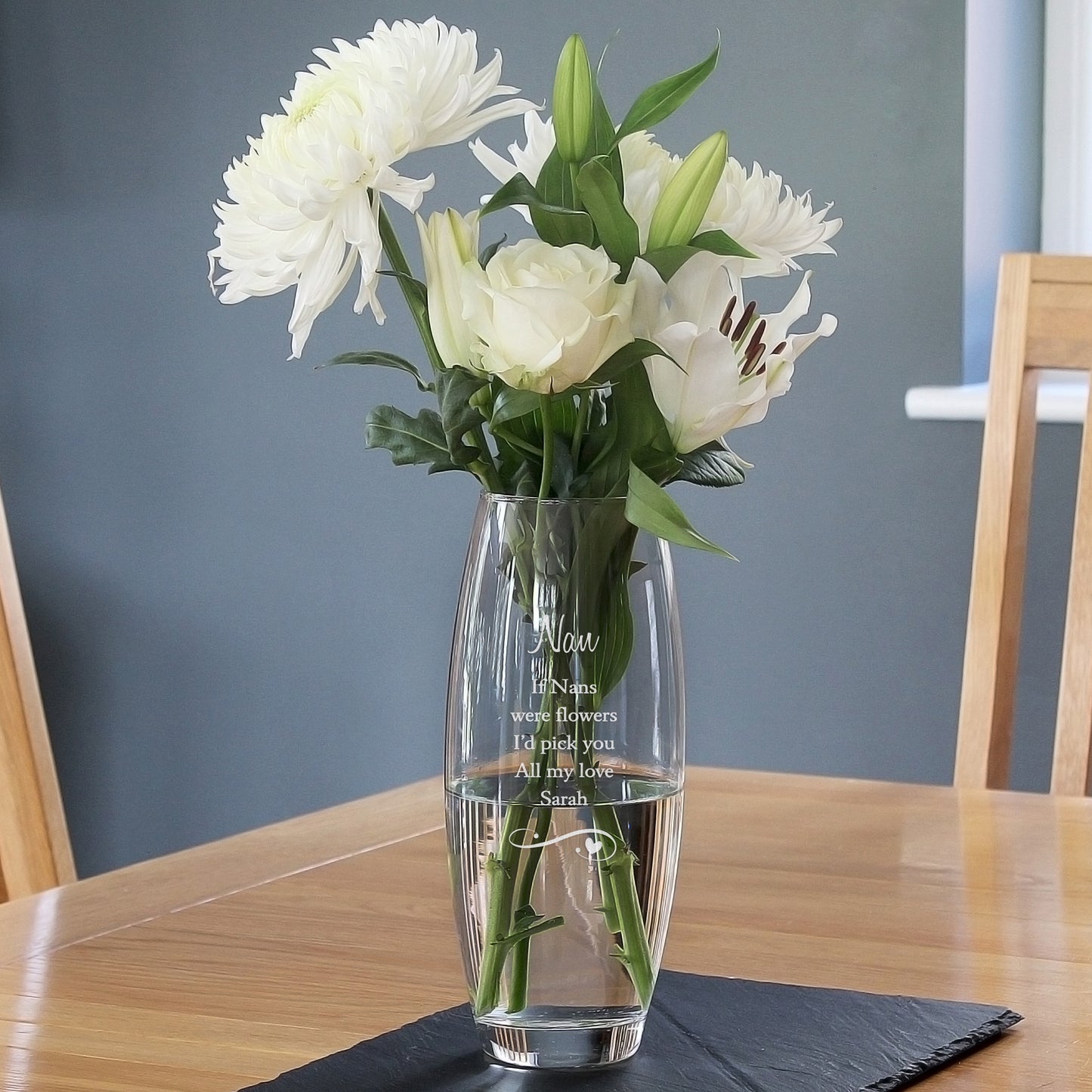 Personalised Swirls & Hearts Bullet Vase