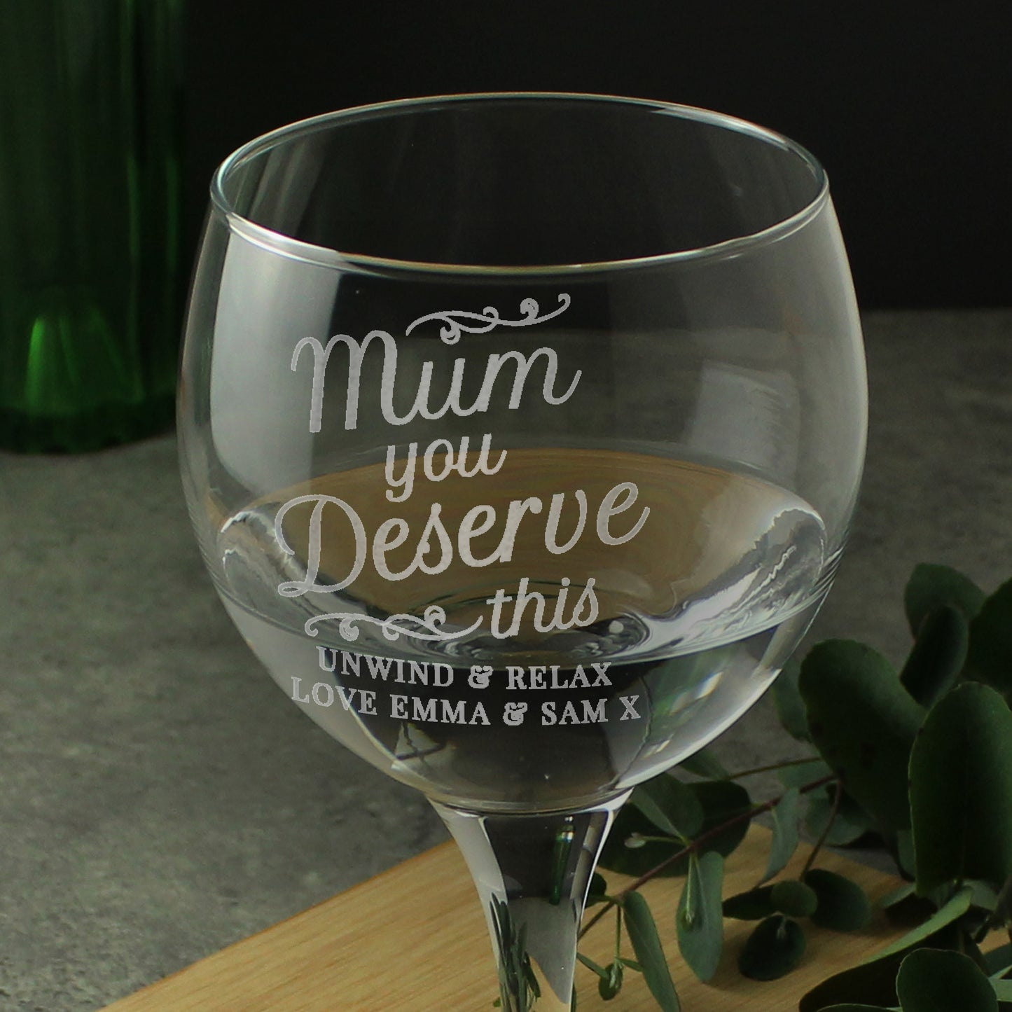 Personalised 'Mum You Deserve This' Gin Balloon Glass