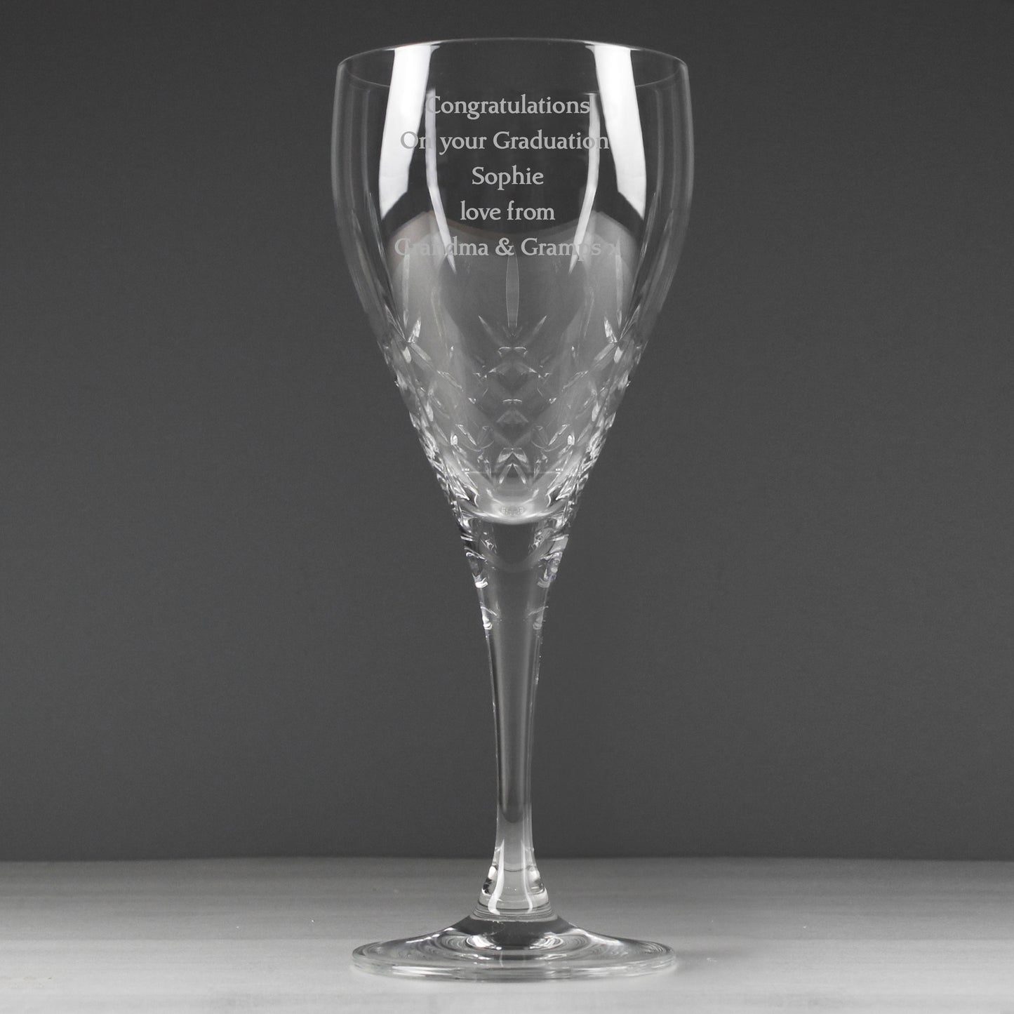 Personalised Cut Crystal Wine Glass