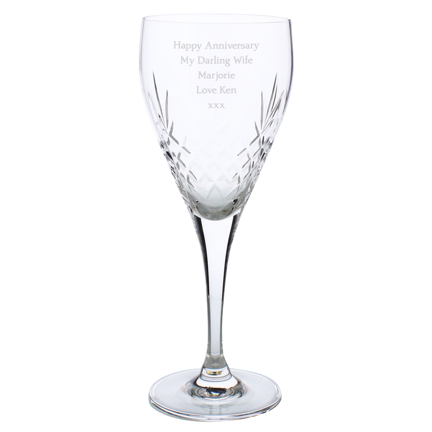 Personalised Cut Crystal Wine Glass