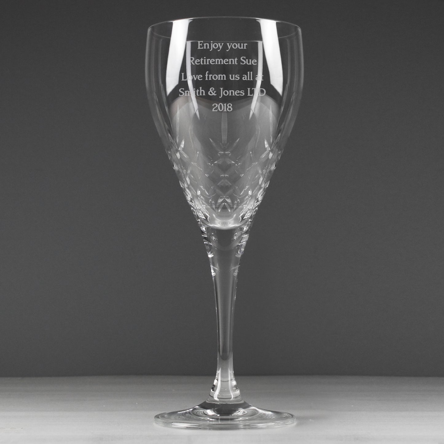 Personalised Cut Crystal Wine Glass