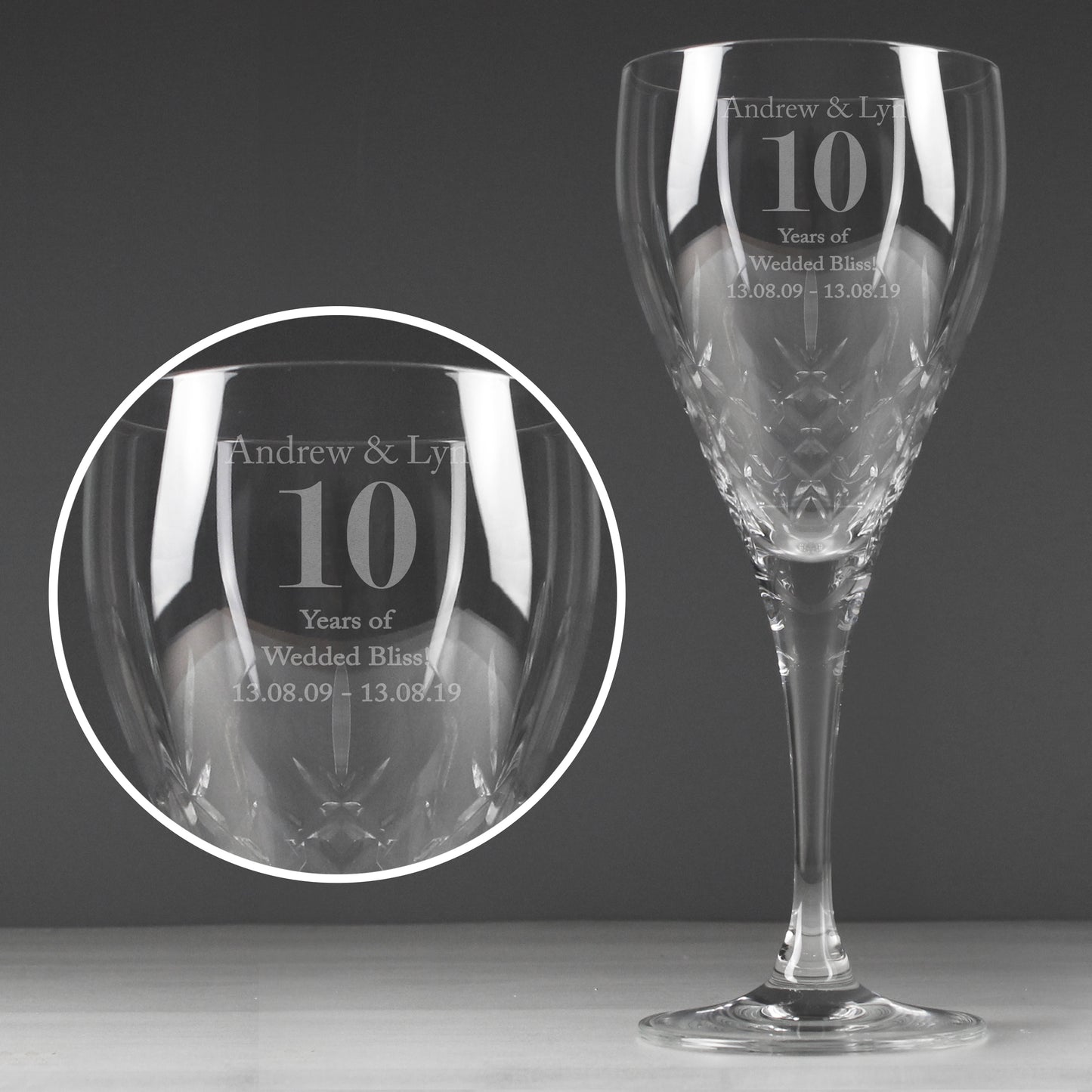 Personalised Big Age Cut Crystal Wine Glass