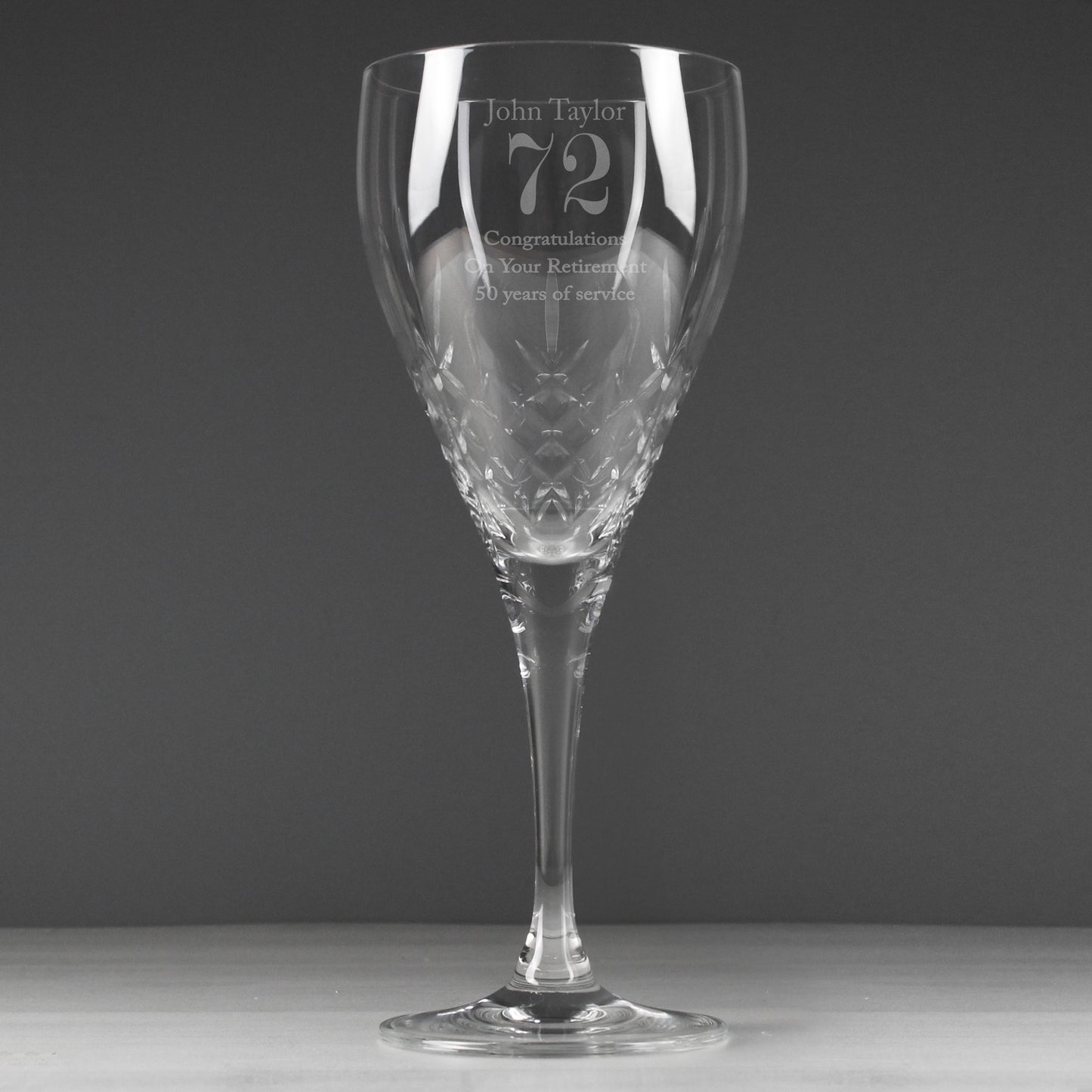 Personalised Big Age Cut Crystal Wine Glass