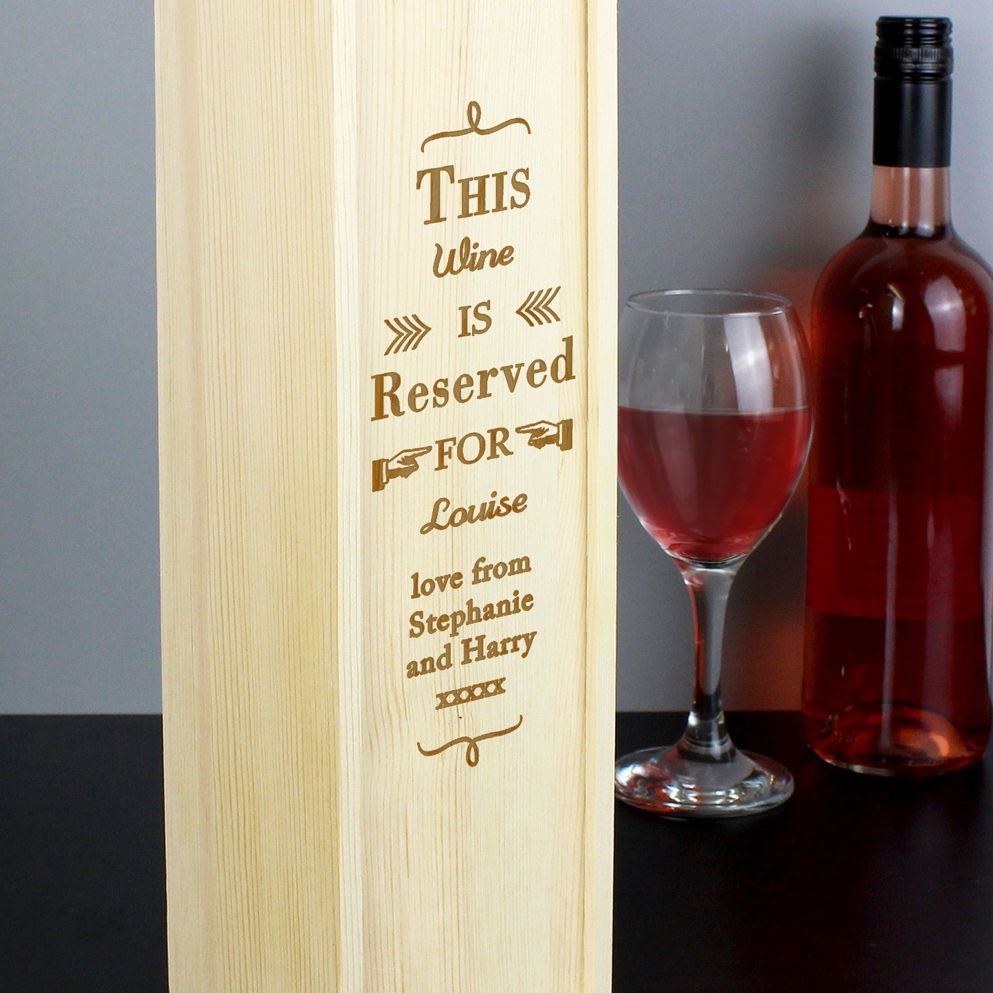 Personalised Reserved For Wooden Wine Bottle Box