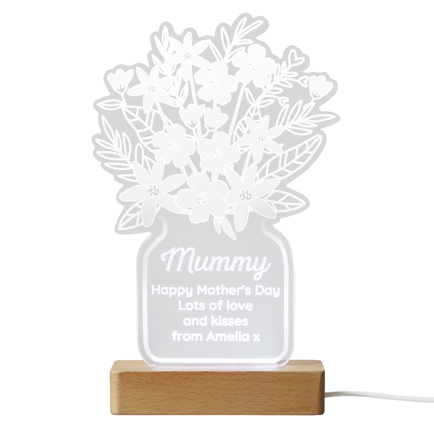 Personalised Flower Vase LED Light