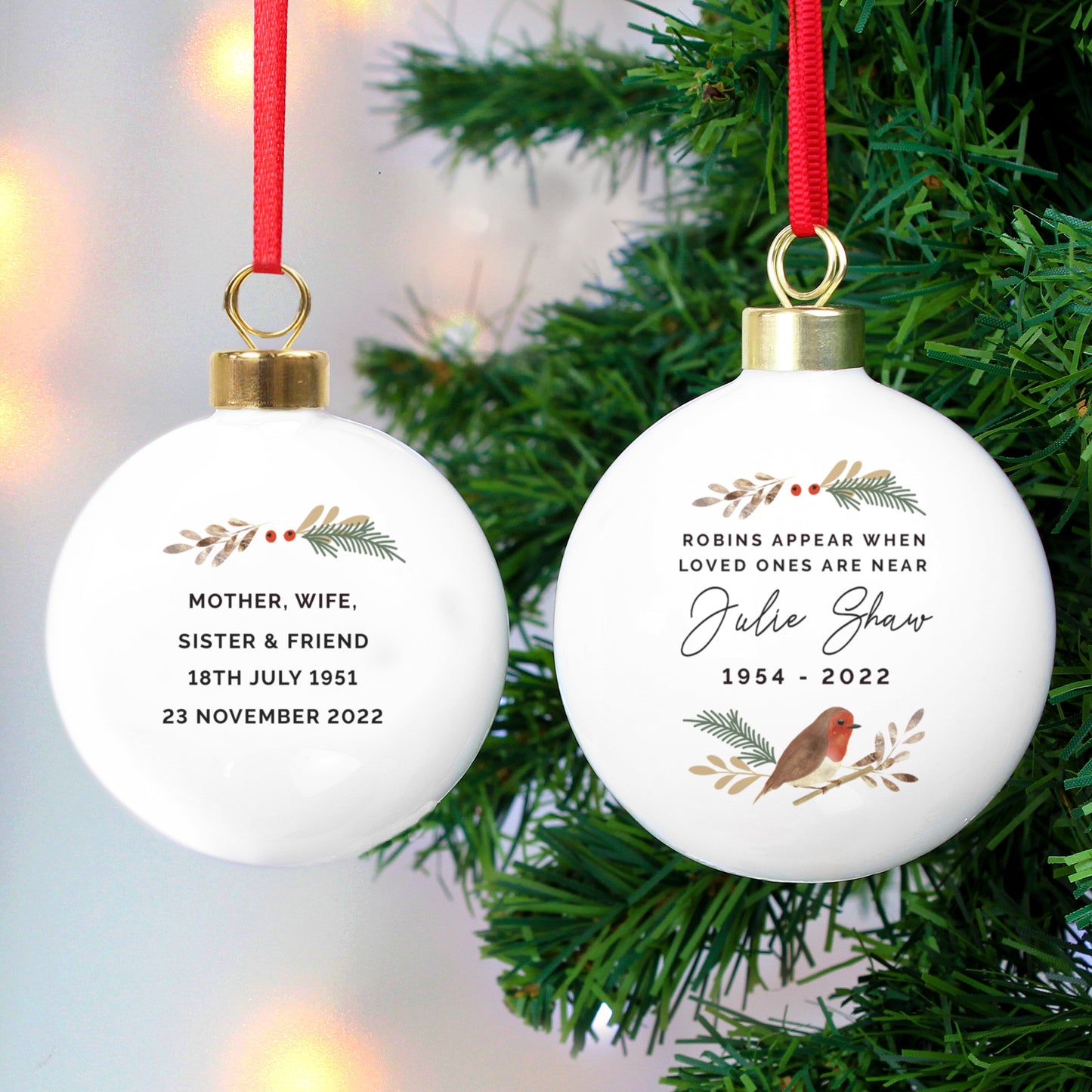 Personalised Robin Bauble