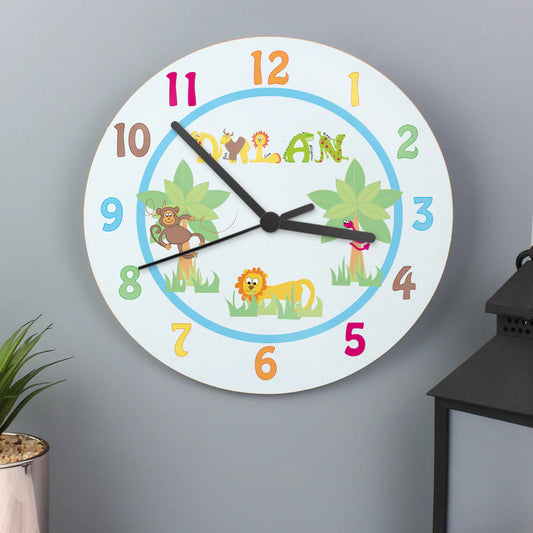 Personalised Blue Animal Alphabet Clock