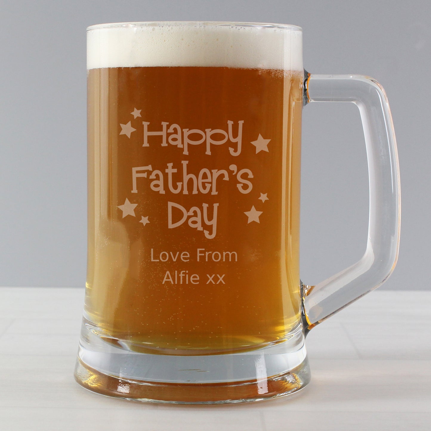 Personalised Happy Father's Day Stars Pint Stern Tankard