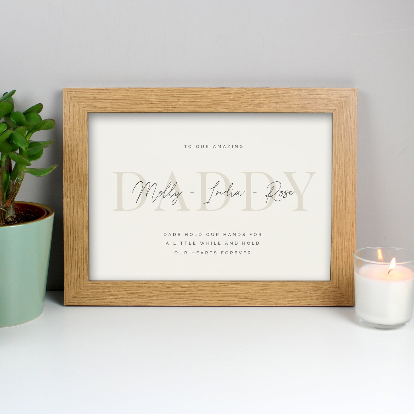 Personalised Free Text A4 Landscape Oak Framed Print