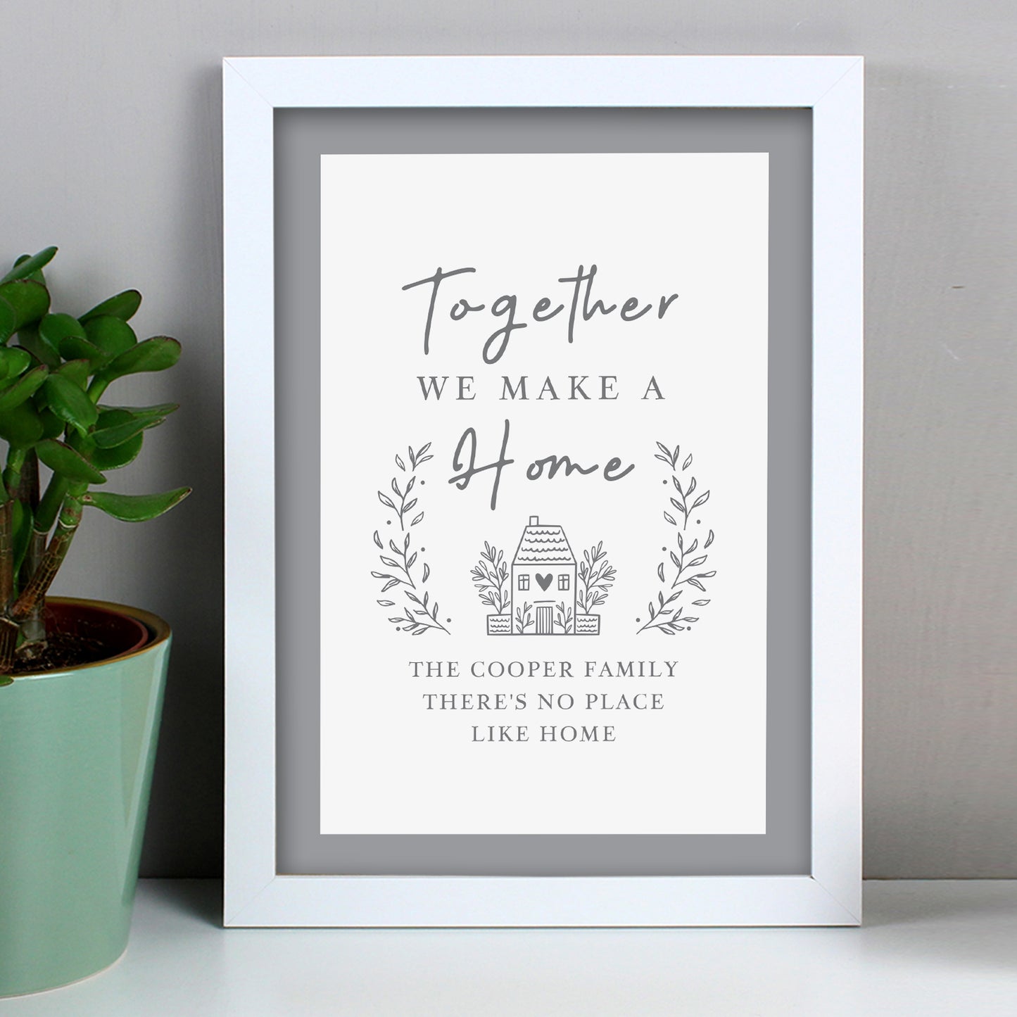 Personalised HOME White A4 Framed Print