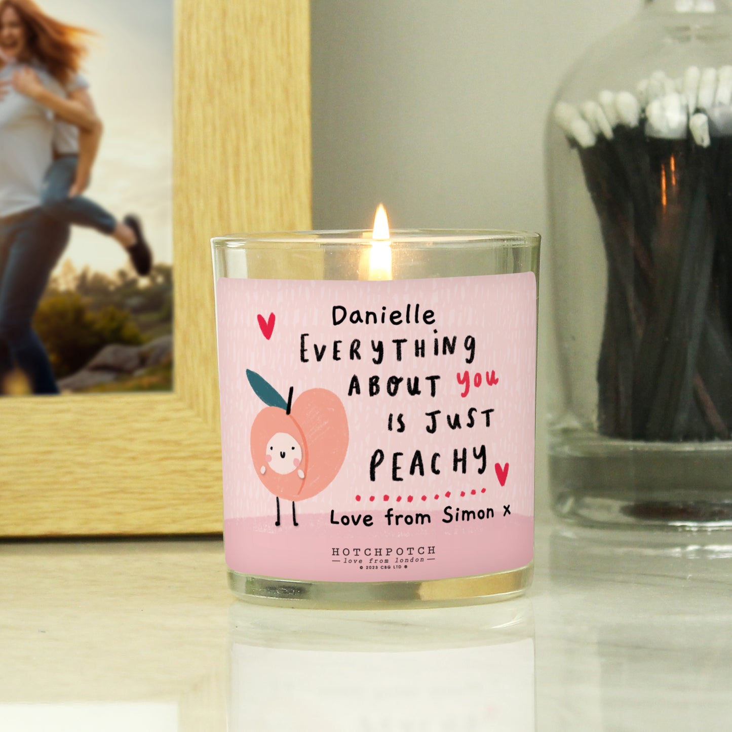 Personalised Peachy Scented Candle Jar