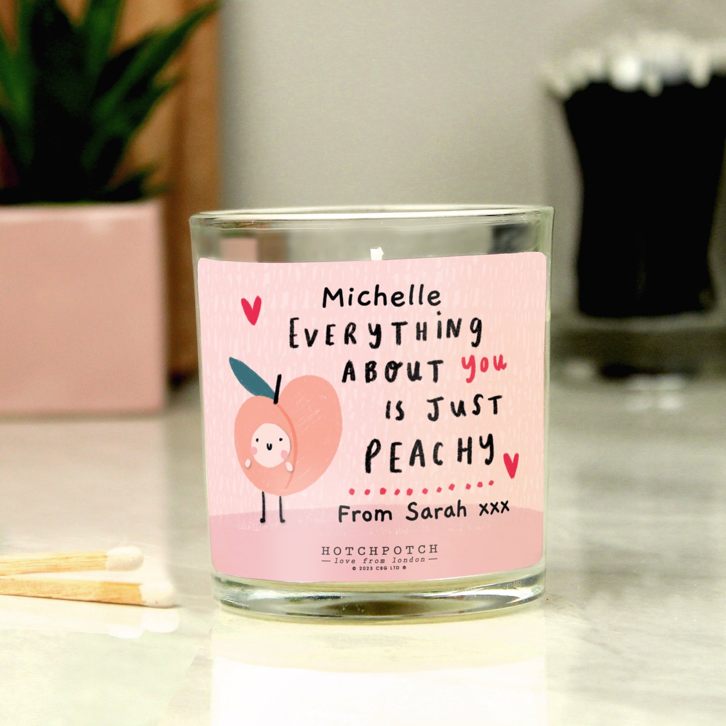 Personalised Peachy Scented Candle Jar