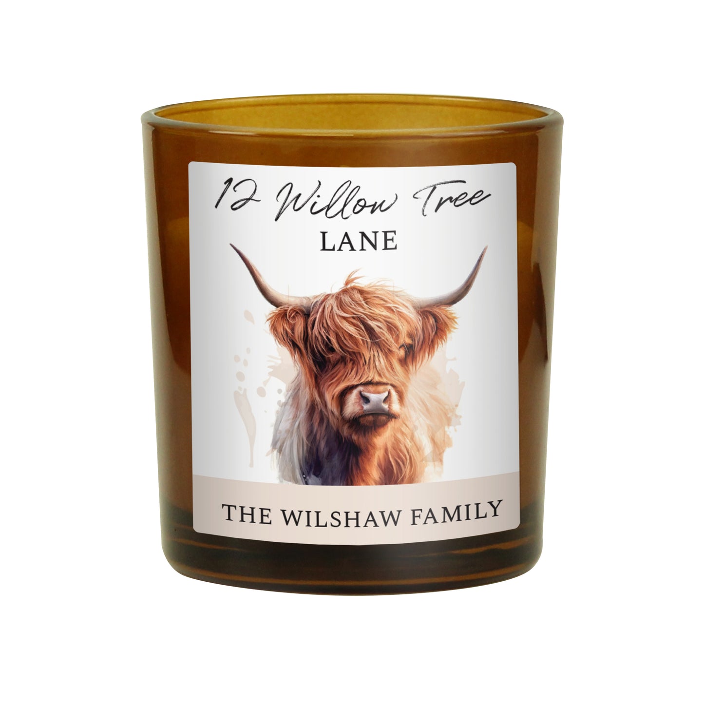 Personalised Highland Cow Amber Glass...