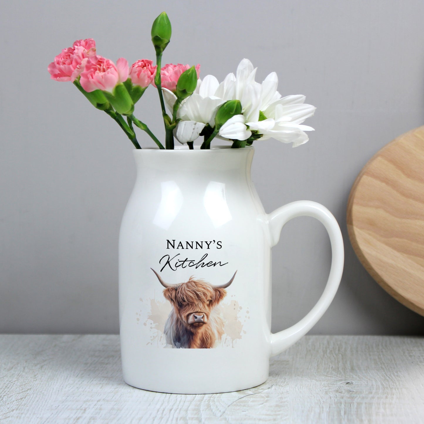 Personalised Highland Cow Flower Jug ...