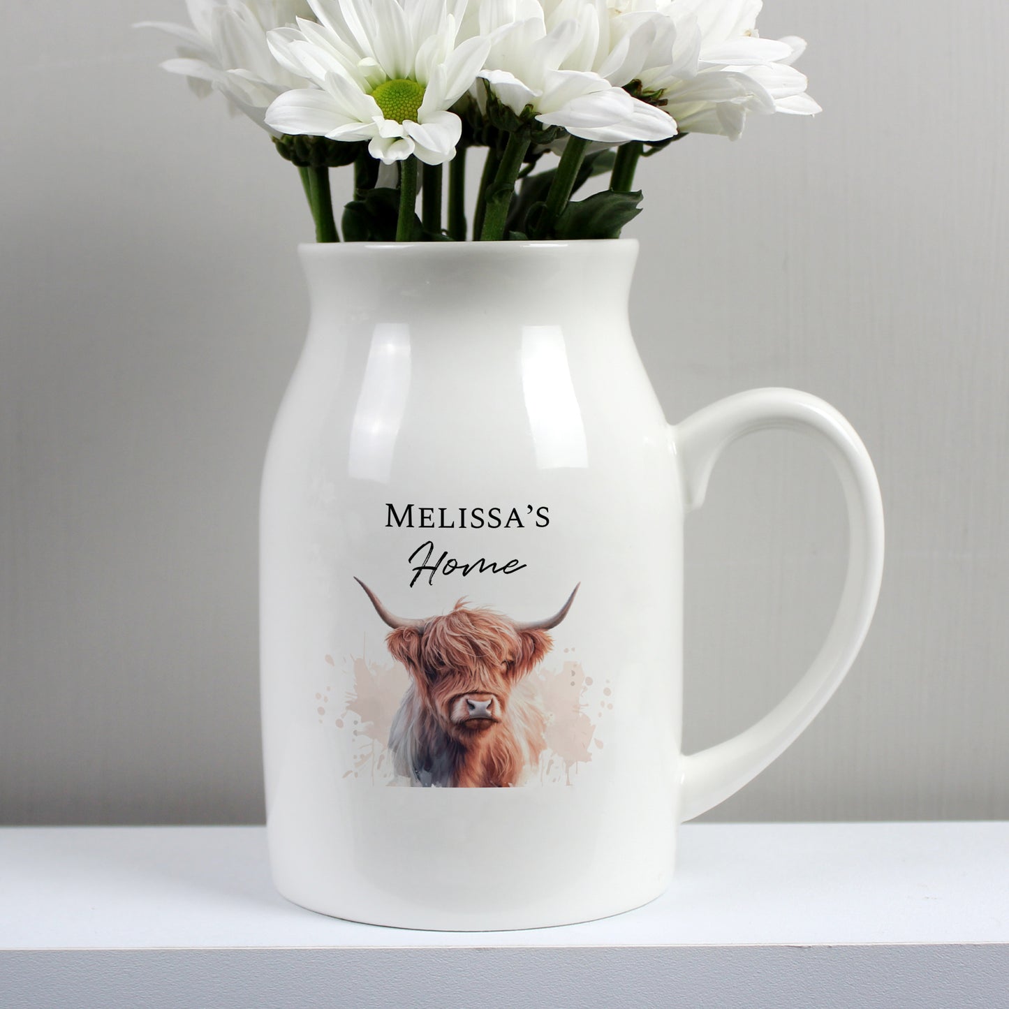 Personalised Highland Cow Flower Jug ...