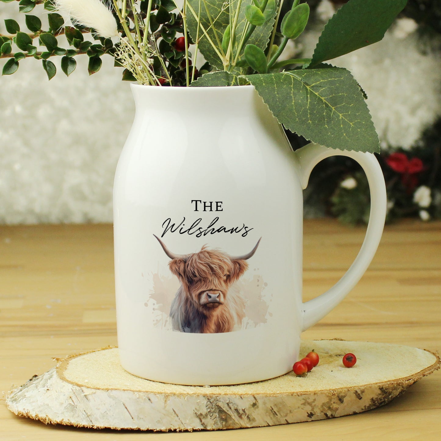 Personalised Highland Cow Flower Jug ...