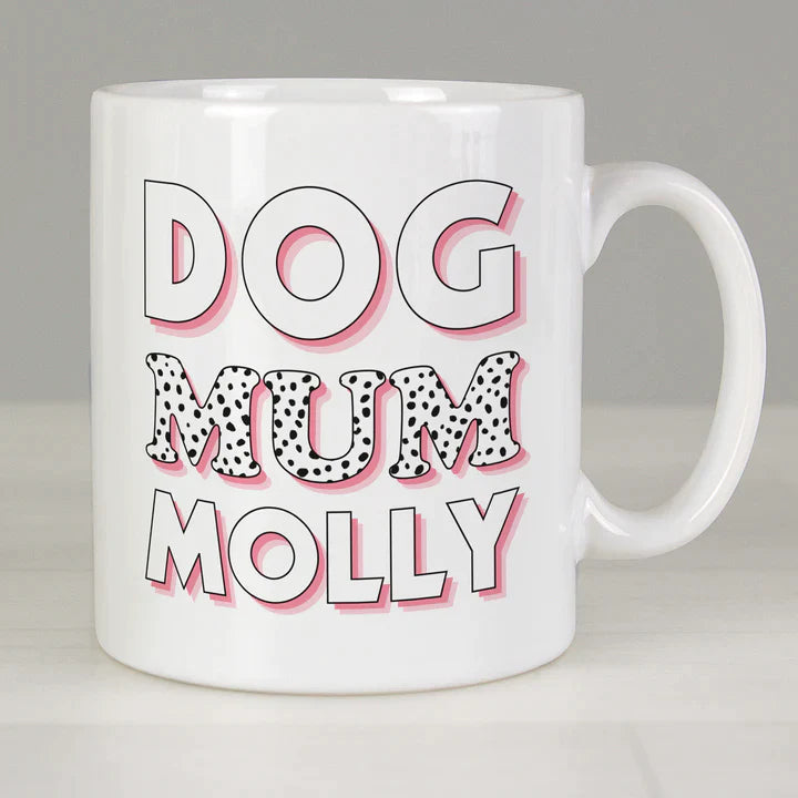 Personalised Dog Mum Pink Spots Mug