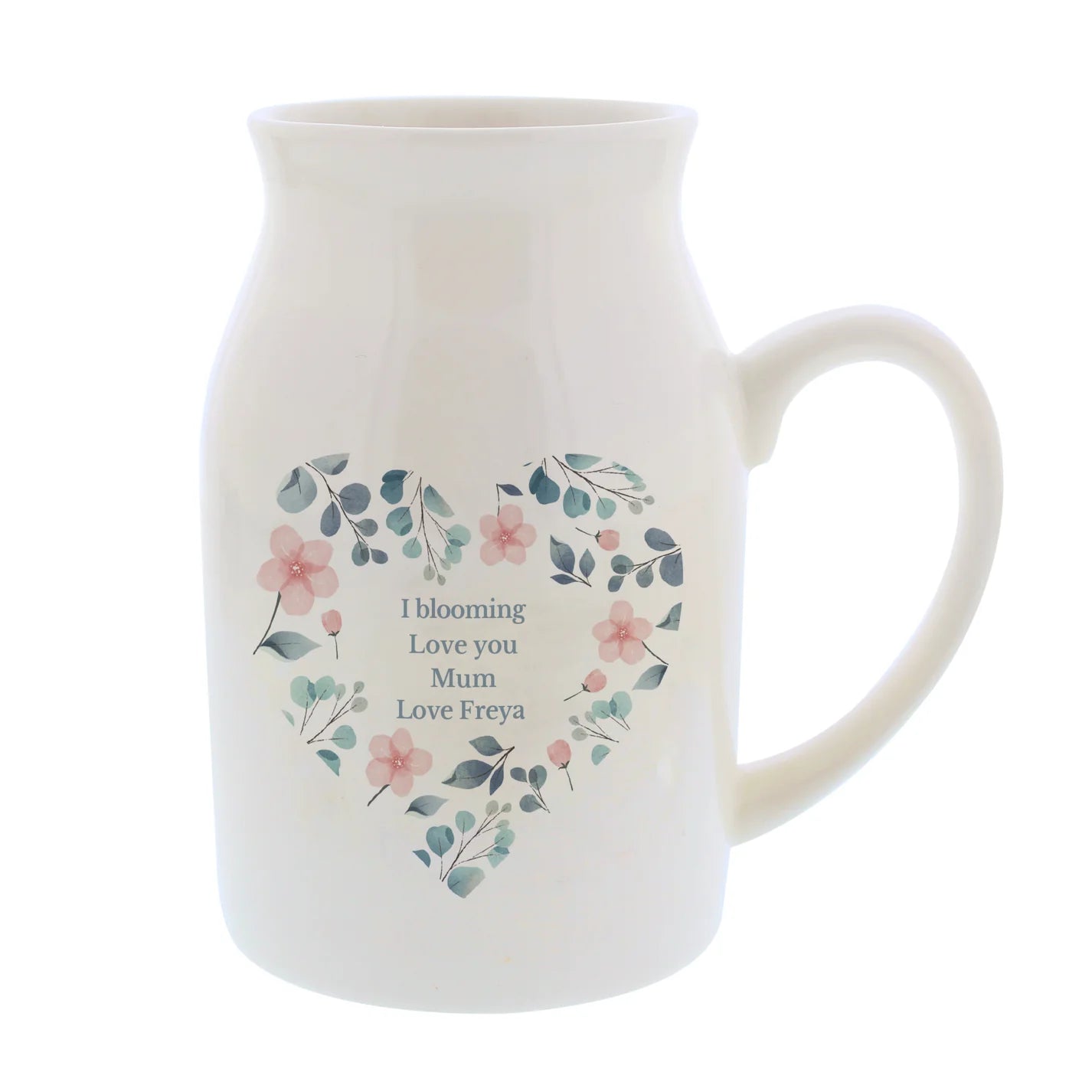 Personalised Floral Heart Flower Jug