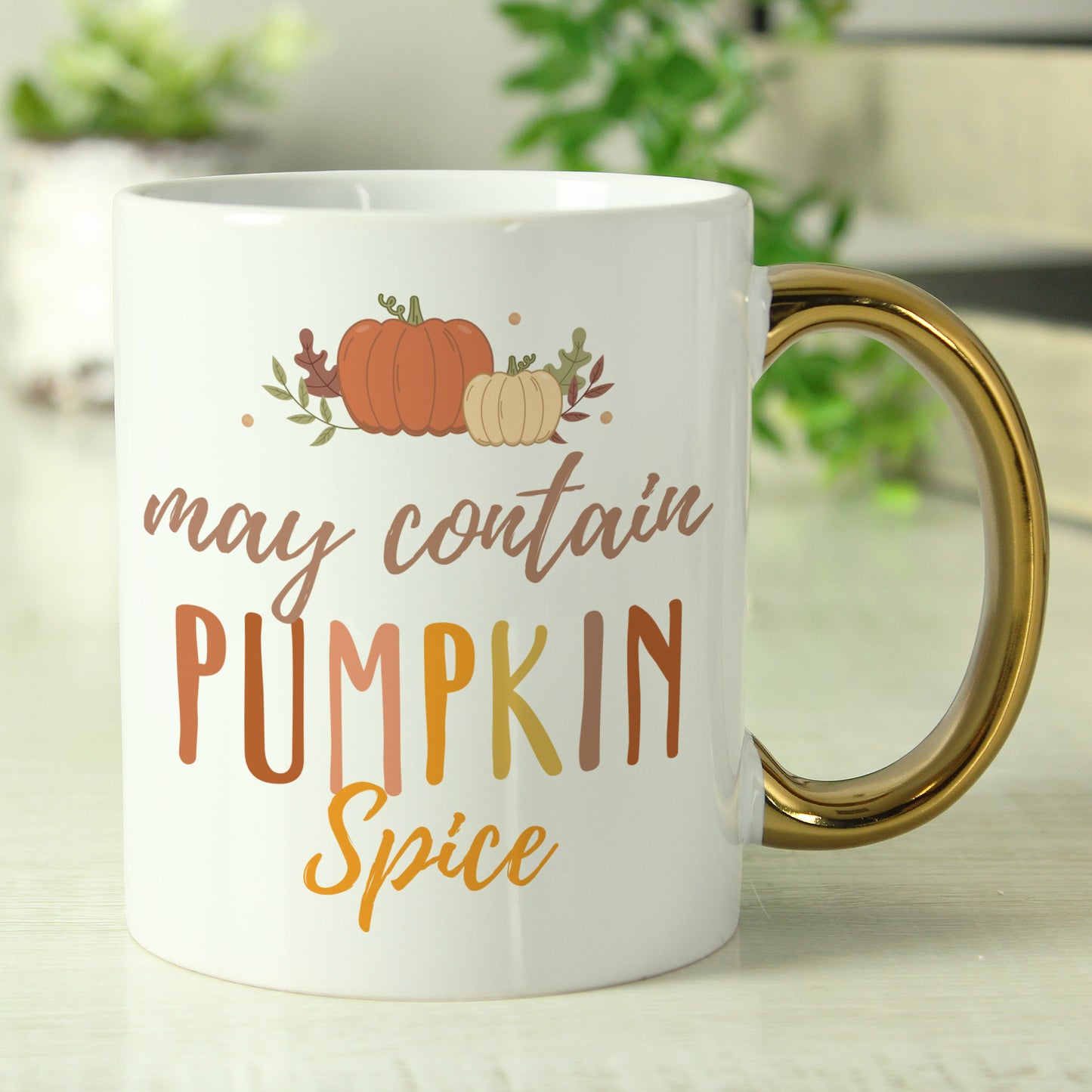 Personalised Pumpkin Spice Gold Handle Mug