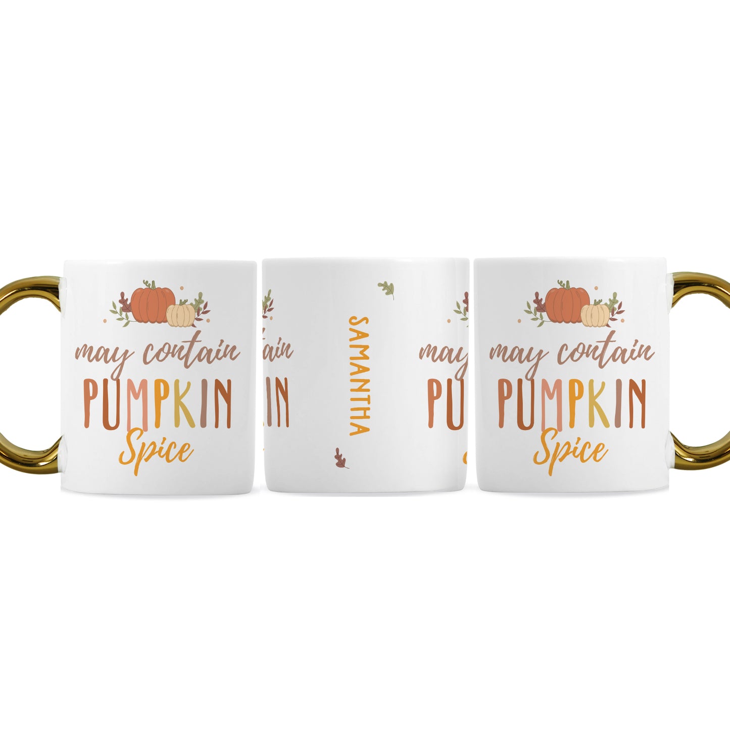 Personalised Pumpkin Spice Gold Handle Mug