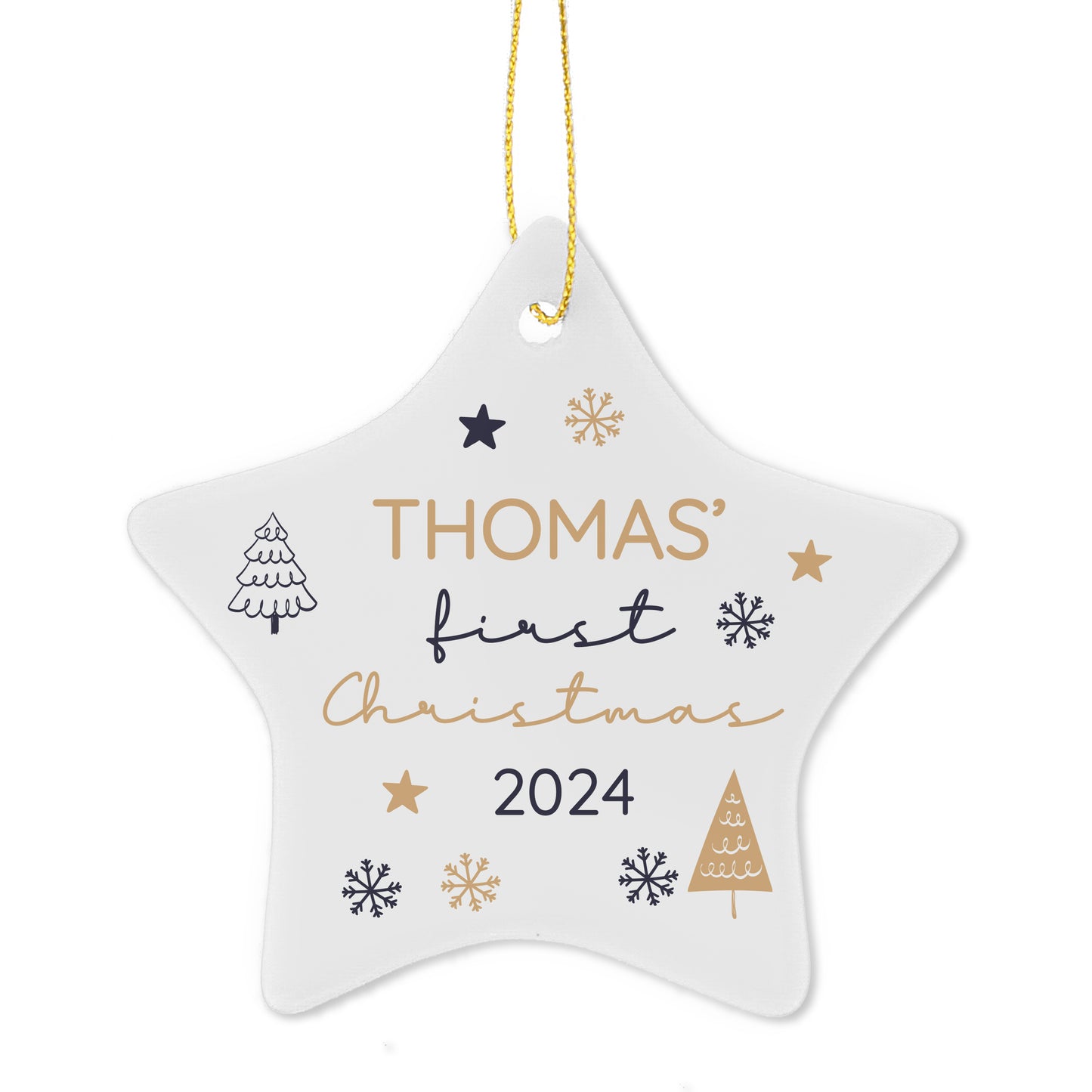 Personalised First Christmas Star Christmas Tree Decoration