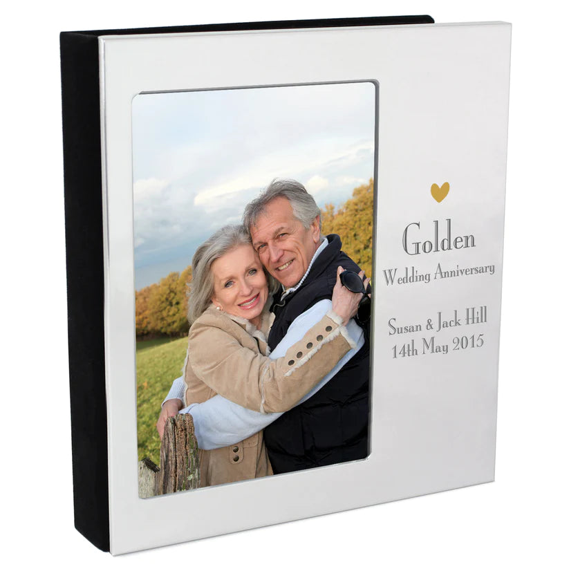 Personalised Decorative Golden Anniversary Photo Frame Album 6x4