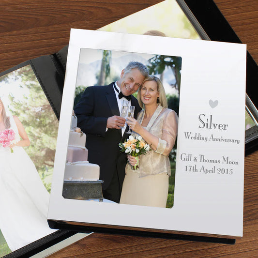 Personalised Decorative Silver Anniversary 6x4 Photo Frame Album