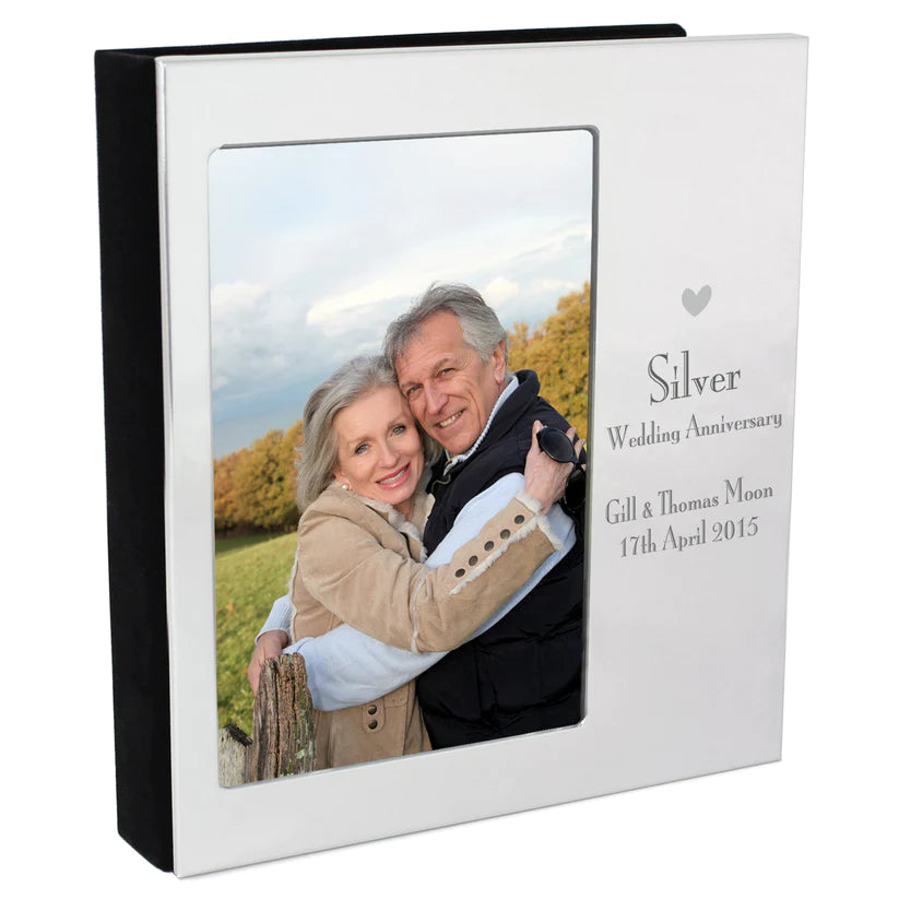 Personalised Decorative Silver Anniversary 6x4 Photo Frame Album