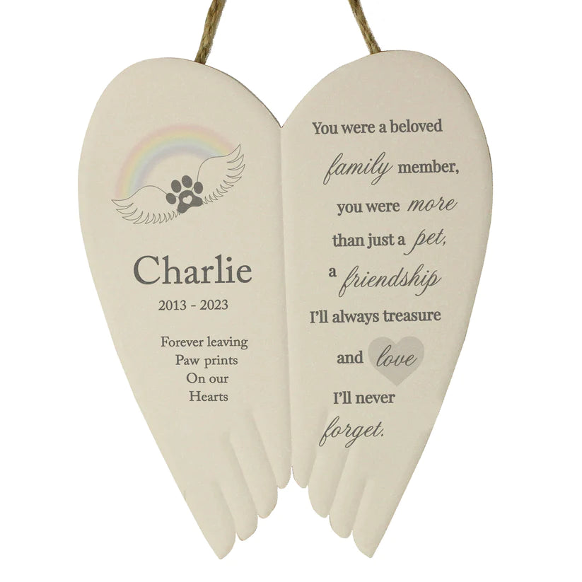 Personalised Pet Memorial Ceramic Wings