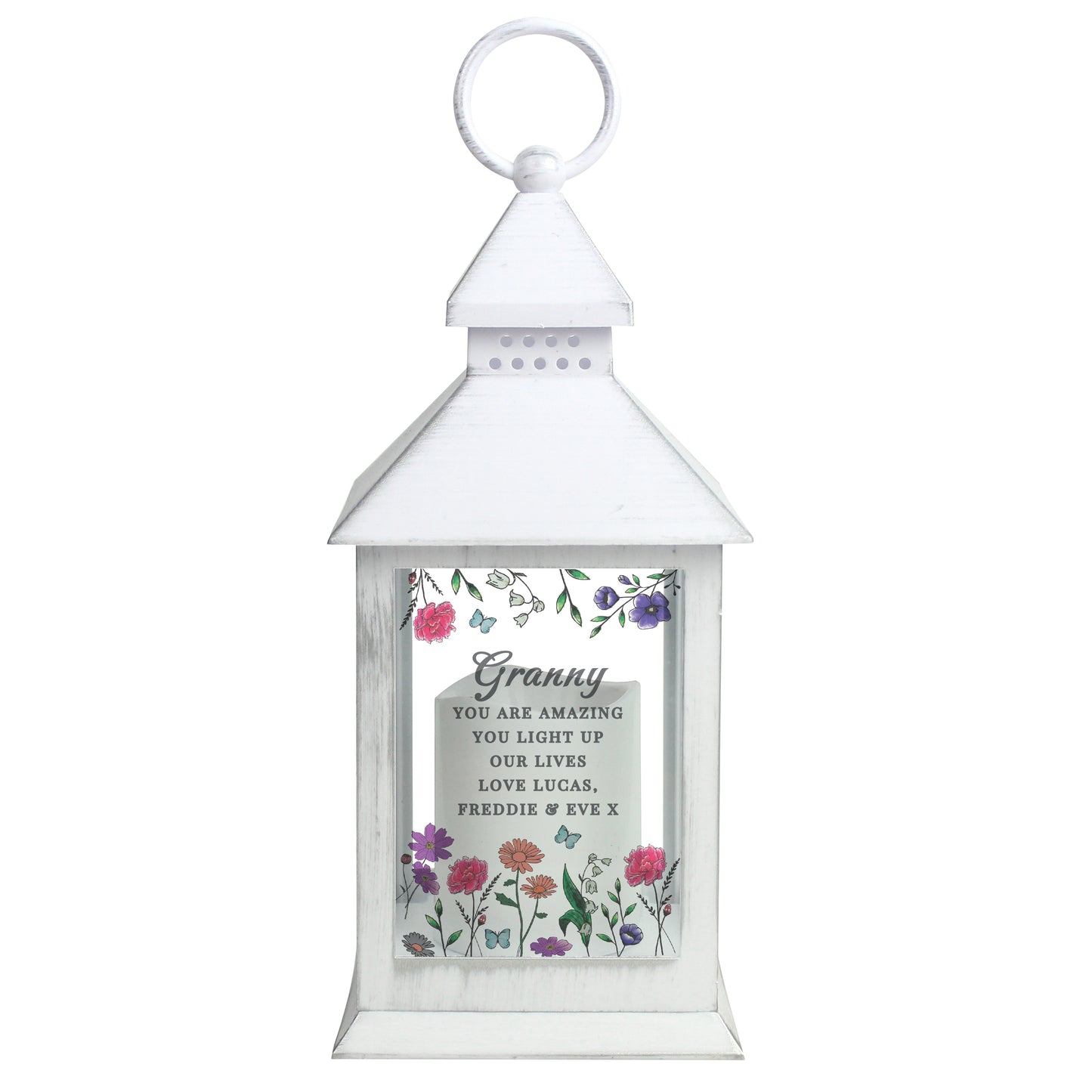 Personalised Wild Flowers LED Lantern