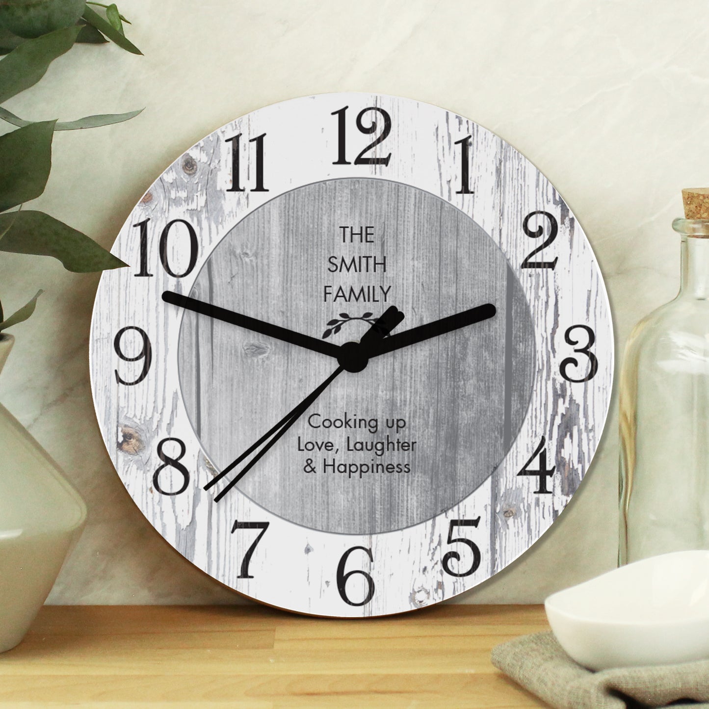 Personalised Any Message Shabby Chic Large Wooden Clock