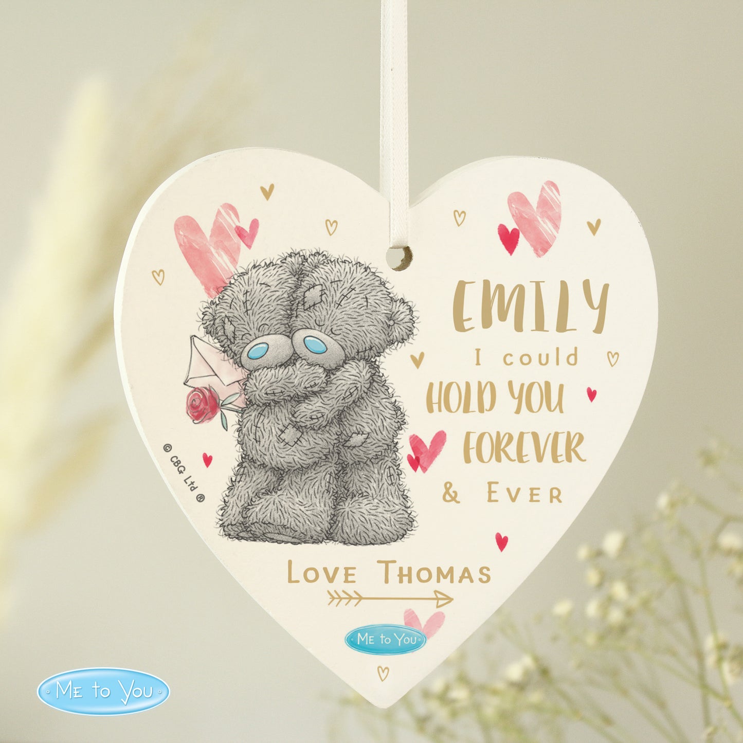 Personalised Me To You Hold You Forever Wooden Heart Decoration