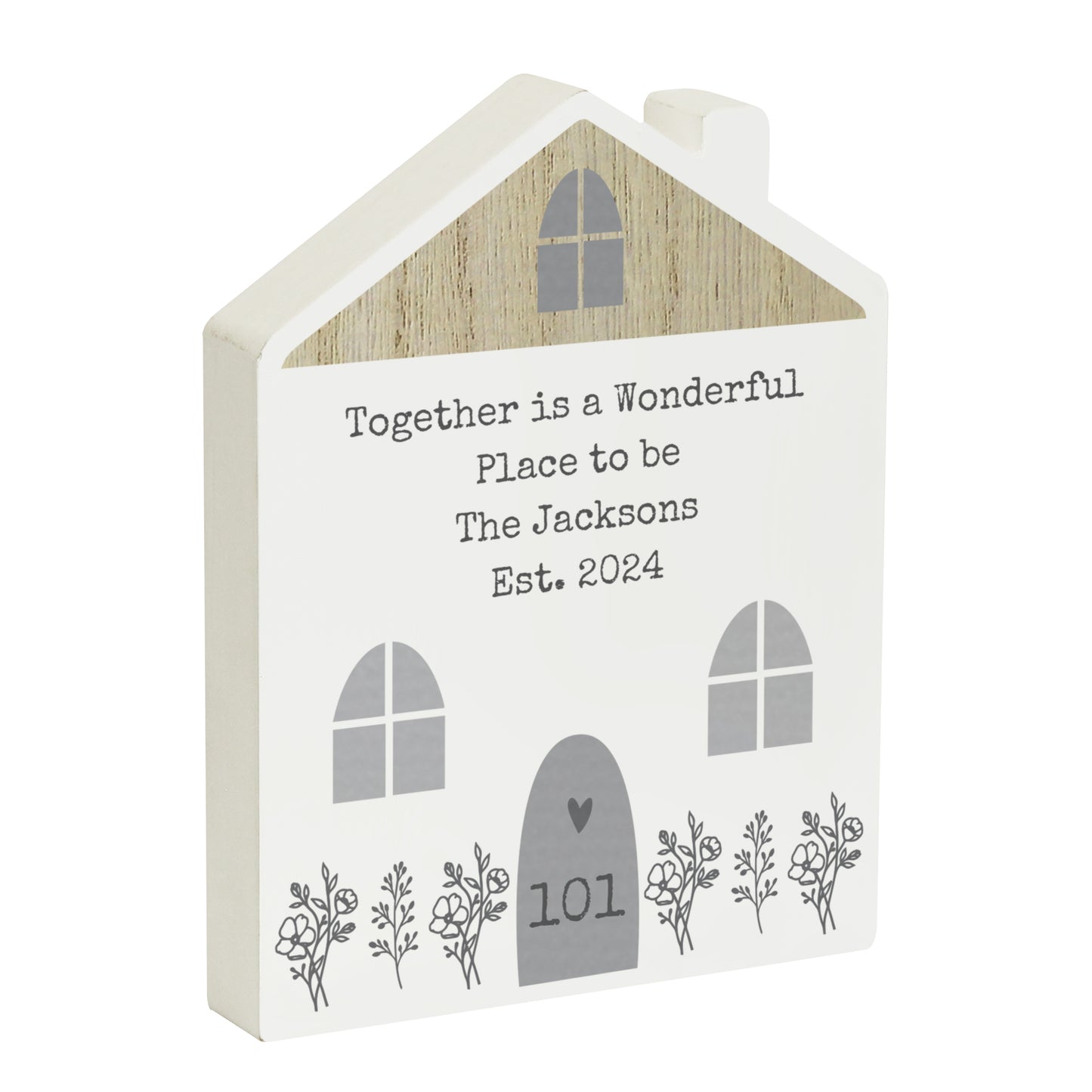 Personalised Grey Wooden House Ornament