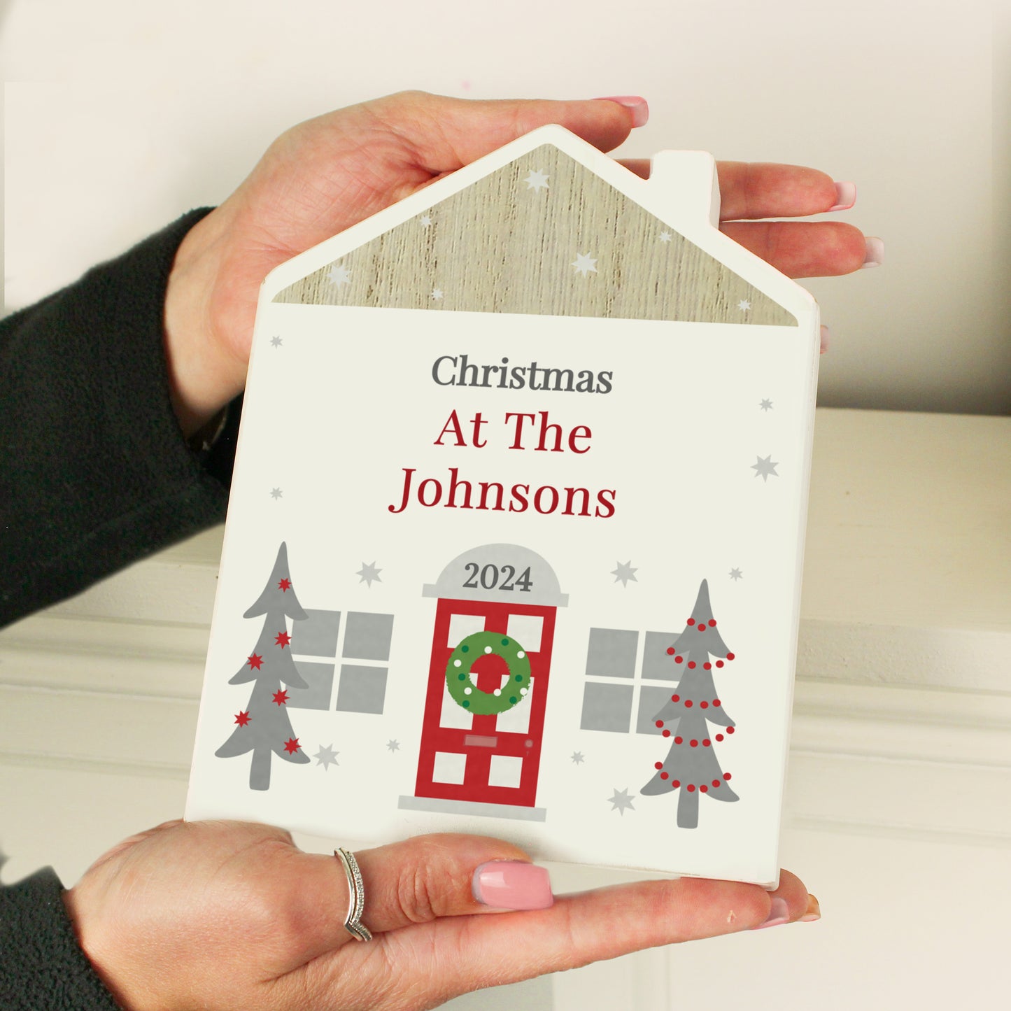 Personalised Christmas Wooden House Ornament