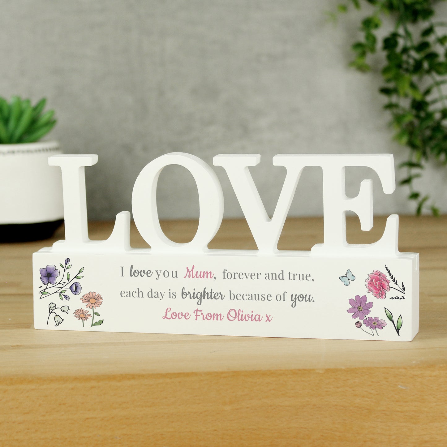 Personalised Wild Flowers Love Ornament