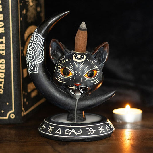 Black Cat Moon Backflow Incense Burner