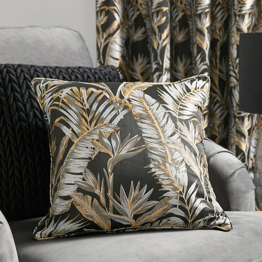 Paradise Palm Filled Cushion by Laurence Llewelyn-Bowen in Black